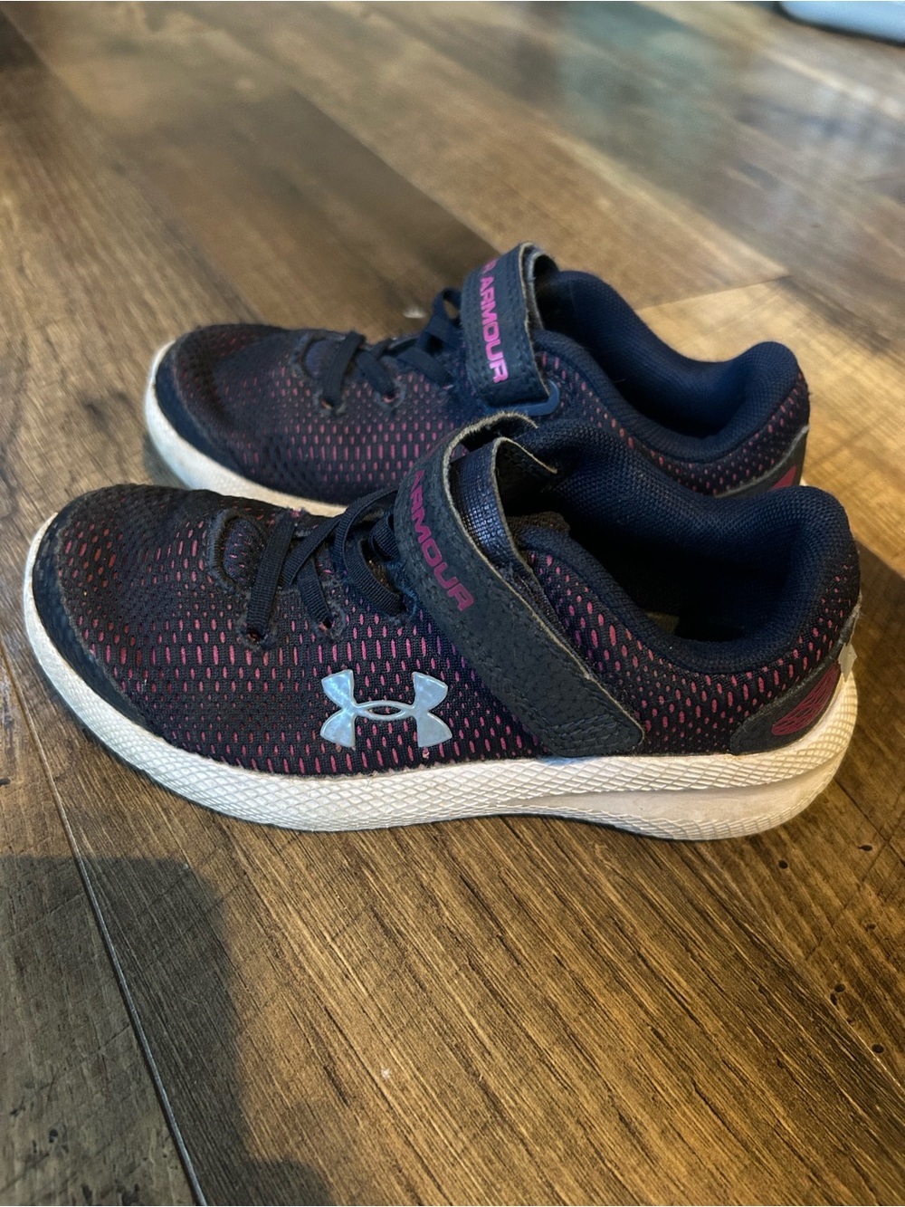 Under Armour Navy and Pink Kids' Athletic Sneakers Size 12